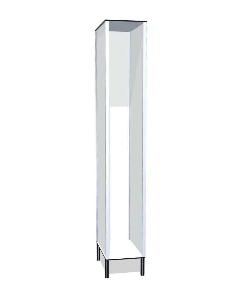 Taquilla fenólica sin puertas de 1 hueco: Ancho de cada cuerpo: 30 cm (310 mm); Con: barra de colgar; Patas: PVC negro
