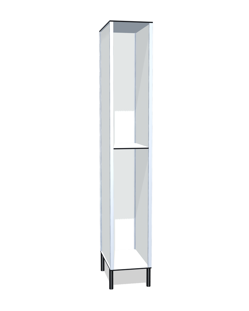 Taquilla fenólica sin puertas de 2 huecos: Ancho de cada cuerpo: 30 cm (310 mm); Con: barra de colgar; Patas: PVC negro