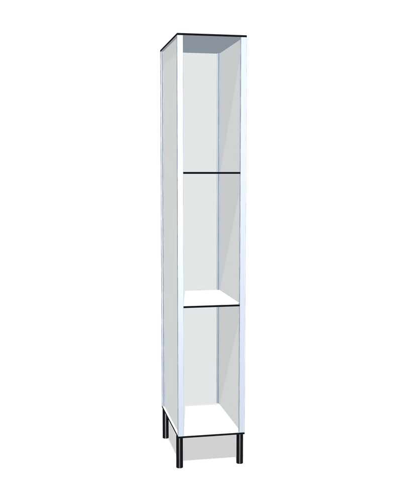 Taquilla fenólica sin puertas de 3 huecos: Ancho de cada cuerpo: 30 cm (310 mm); Patas: PVC negro