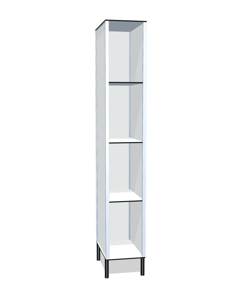 Taquilla fenólica sin puertas de 4 huecos: Ancho de cada cuerpo: 30 cm (310 mm); Patas: PVC negro