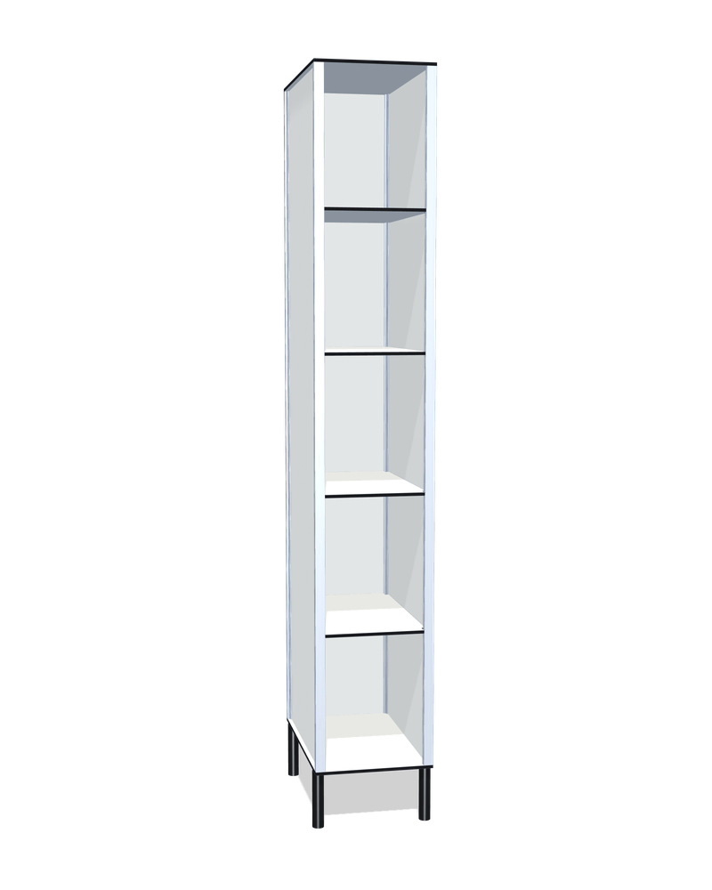 Taquilla fenólica sin puertas de 5 huecos: Ancho de cada cuerpo: 30 cm (310 mm); Patas: PVC negro