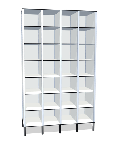 Taquilla fenólica sin puertas de 28 huecos · 4 cuerpos de 7