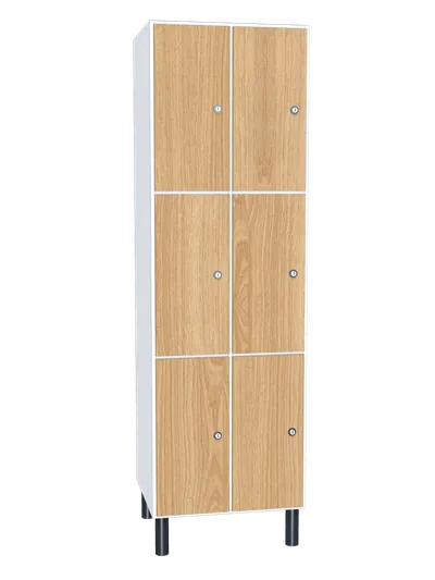 Taquilla de melamina de 6 puertas · 2 cuerpos de 3