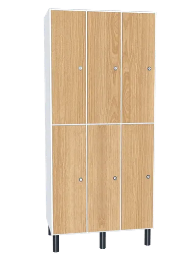 Taquilla de melamina de 6 puertas · 3 cuerpos de 2