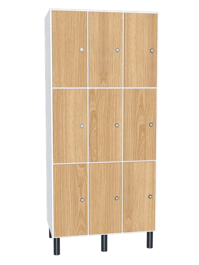 Taquilla de melamina de 9 puertas · 3 cuerpos de 3