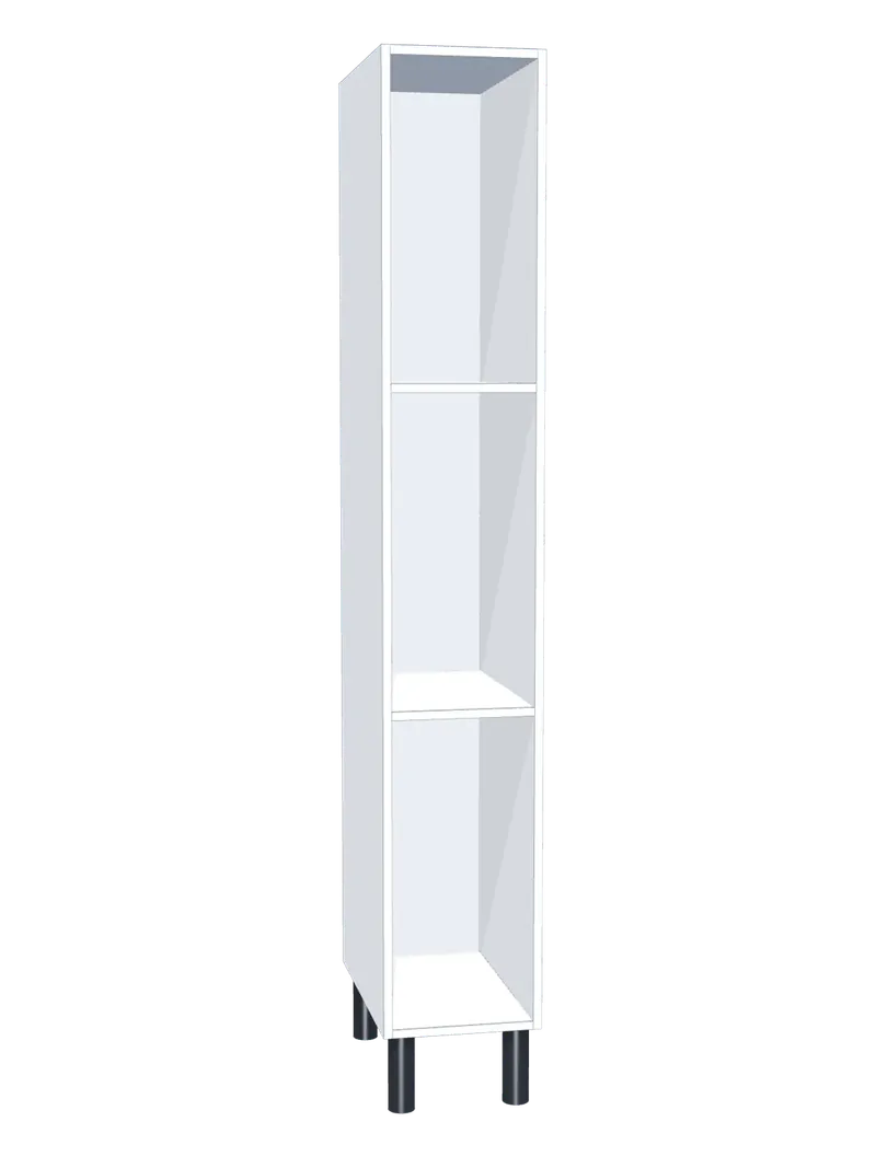 Taquilla de melamina sin puertas de 3 huecos: Ancho de cada cuerpo: 30 cm (300 mm); Cuerpo: melamina blanco, 16 mm
