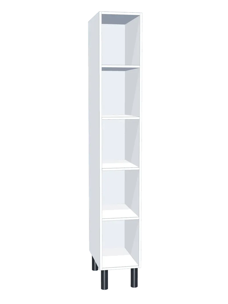 Taquilla de melamina sin puertas de 5 huecos: Ancho de cada cuerpo: 30 cm (300 mm); Cuerpo: melamina blanco, 16 mm