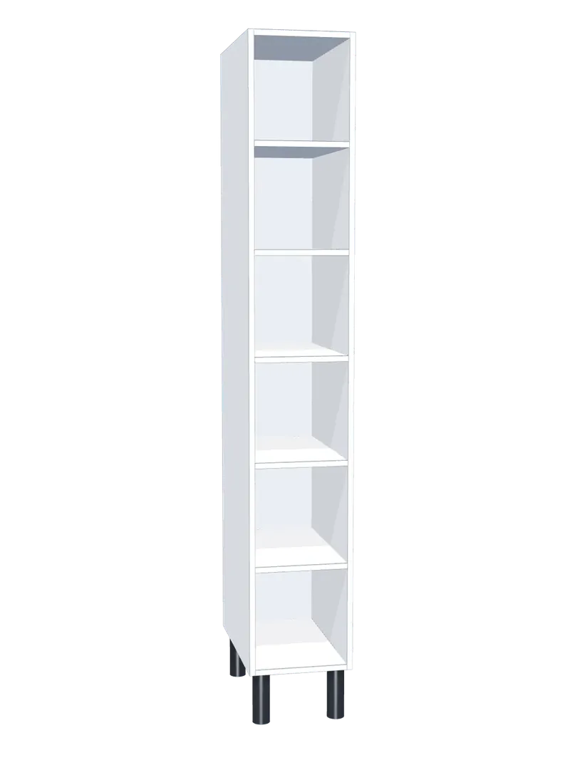 Taquilla de melamina sin puertas de 6 huecos: Ancho de cada cuerpo: 30 cm (300 mm); Cuerpo: melamina blanco, 16 mm