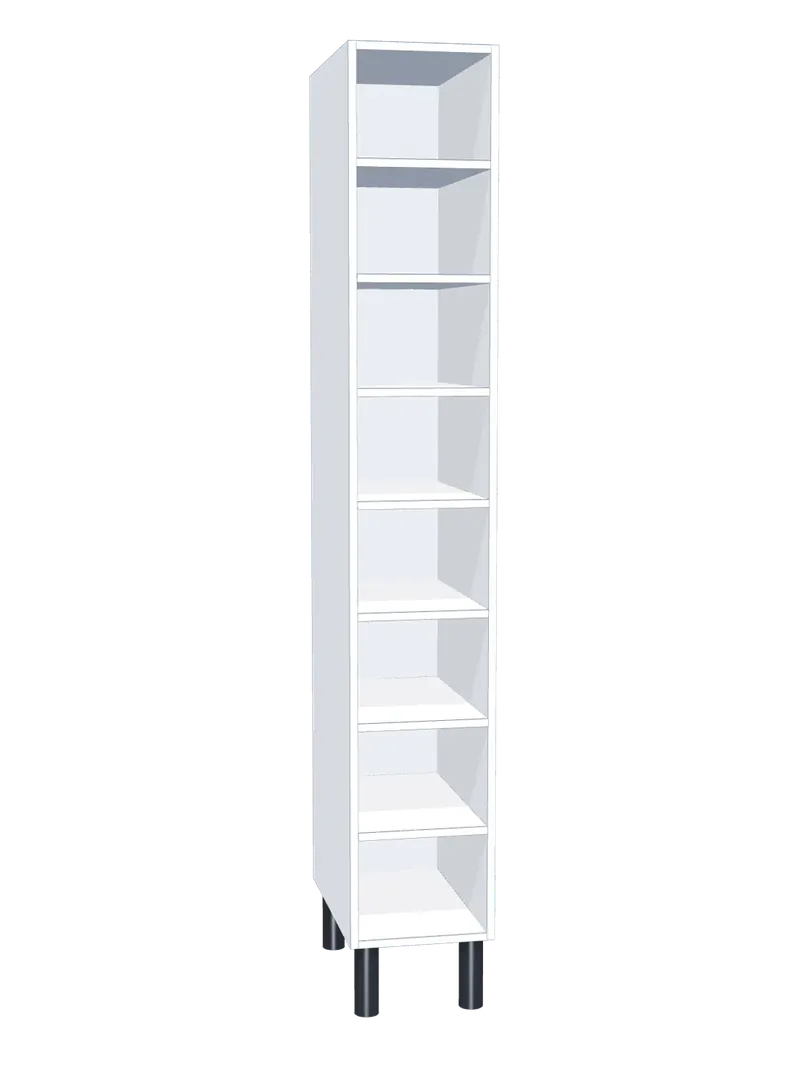 Taquilla de melamina sin puertas de 8 huecos: Ancho de cada cuerpo: 30 cm (300 mm); Cuerpo: melamina blanco, 16 mm