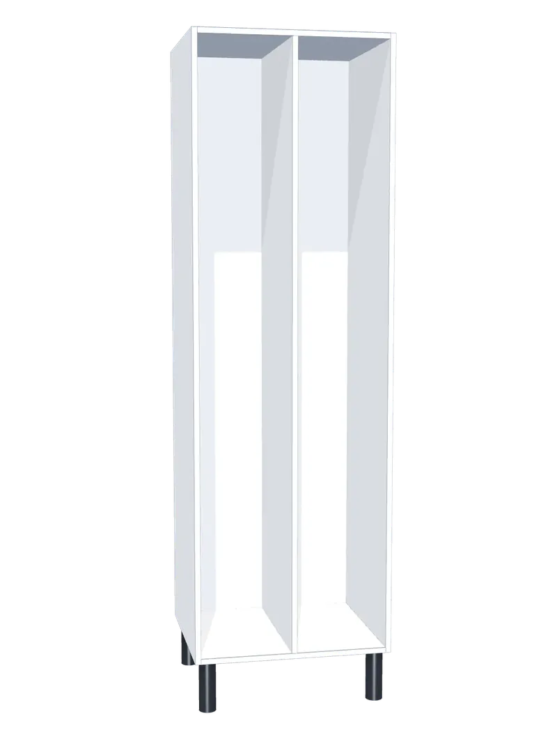 Taquilla de melamina sin puertas de 2 huecos · 2 cuerpos de 1: Ancho de cada cuerpo: 30 cm (300 mm); Cuerpo: melamina blanco, 16 mm; Con: 1 estante adicional, barra de colgar