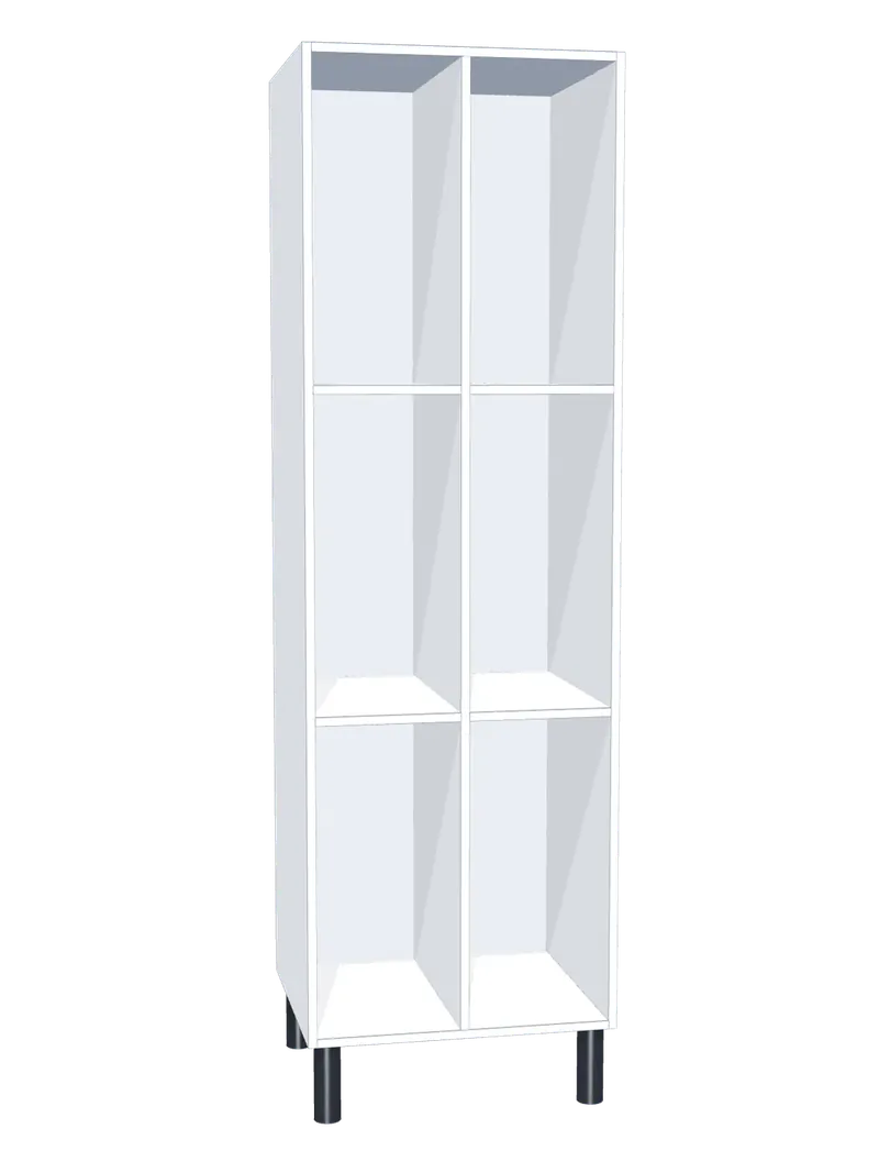 Taquilla de melamina sin puertas de 6 huecos · 2 cuerpos de 3: Ancho de cada cuerpo: 30 cm (300 mm); Cuerpo: melamina blanco, 16 mm