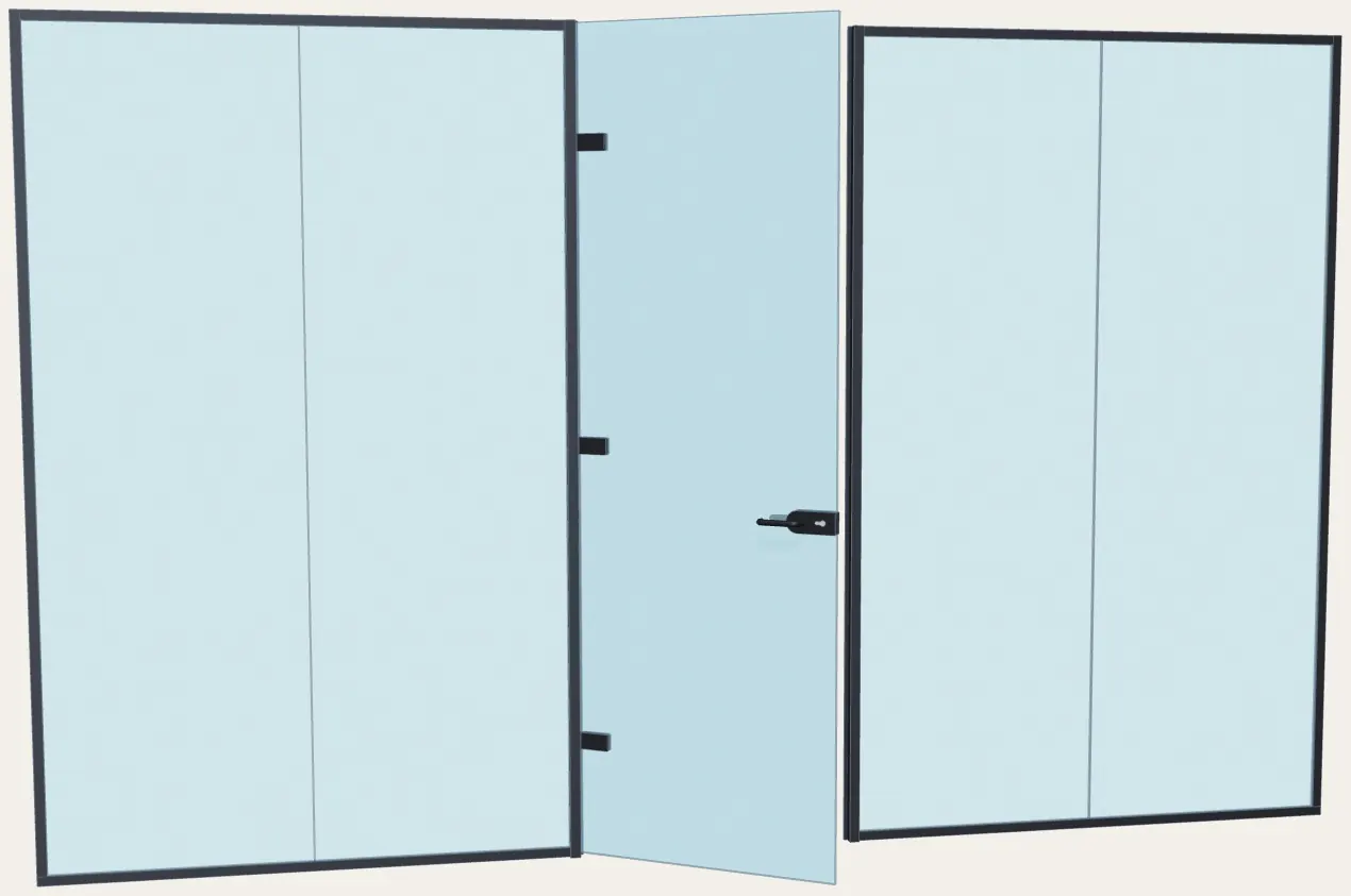 Puerta de cristal de suelo a techo sin marco superior