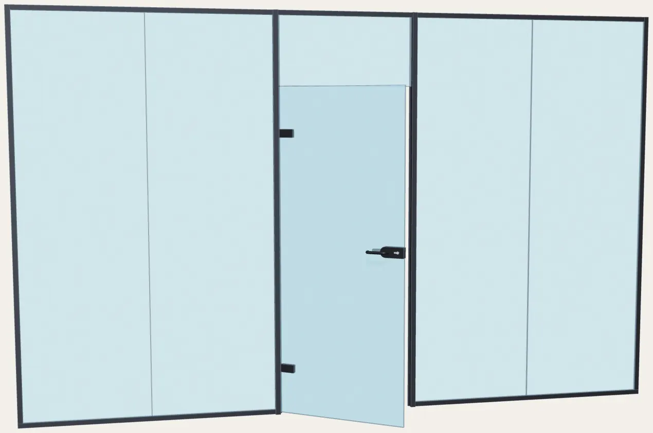 Puerta de cristal con fijo superior, sin marco superior